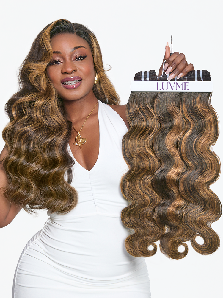 Brown Highlight Body Wave Bundles 100% Premium Remy Human Hair Bundles 1pc / 3pcs-image-43553503182938
