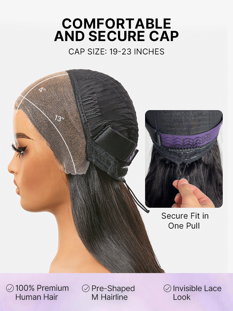 New Customers Only | Lagos Hairline Over-Plucked M-Shaped Hairline Natural Looking Silky Straight Human Hair 13Ã4 Lace Frontal Wig Pre-Cut Lace