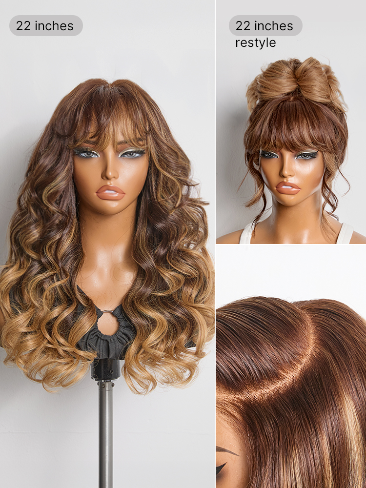 Luvme All-Day Comfortâ¢ Wig 180% Density Loose Body Wave Glueless 7x6 Closure HD Lace Human Hair Wig with Bangs Pre-Cut Lace