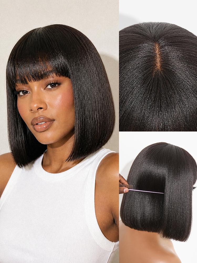 Put-On-and-Go Glueless Human Hair Bob with Minimalist Lace