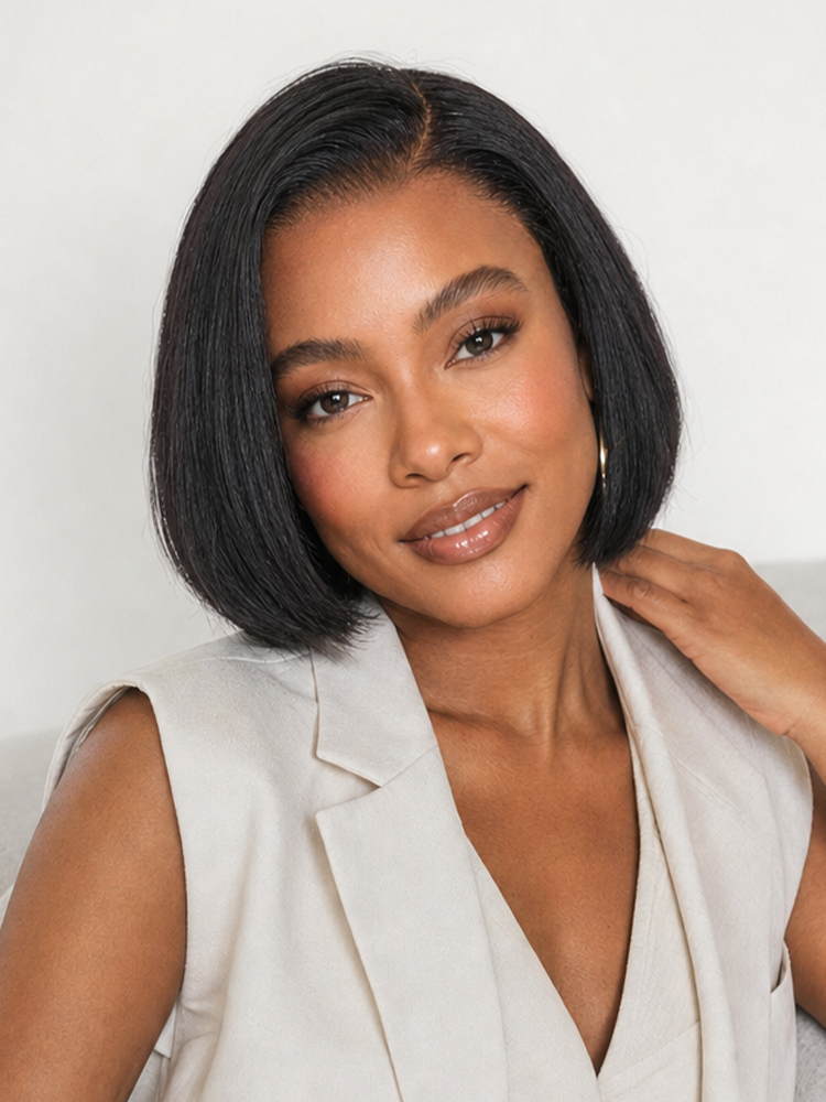 180% Density Sleek Short Bob Minimalist HD Lace Wig Pre-cut Lace All-Day Comfort Cap