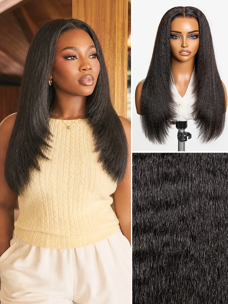 Luvme All-Day Comfort⢠Wig 180% Density Butterfly Cut Layered Light Yaki Straight Glueless 7x6 Closure HD Lace Human H