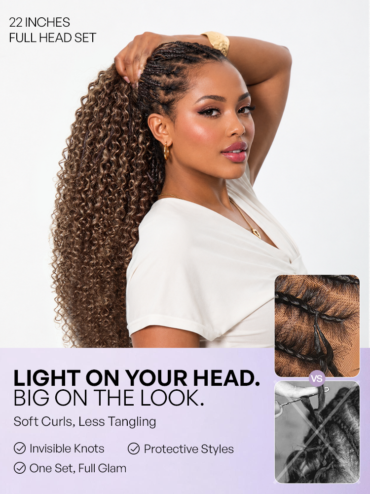 Miracle Knots Colored Crochet Hair Wet and Wavy Highlights | Mix Brown for for Boho Braids | Crochet Weaves | Fulani Braids | Twists Pre-Separated Lig