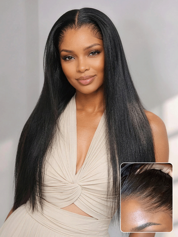 Lagos Hairline Over-Plucked M-Shaped Hairline Natural Looking Silky Straight Human Hair 13Ã4 Lace Frontal Wig Pre-Cut Lace
