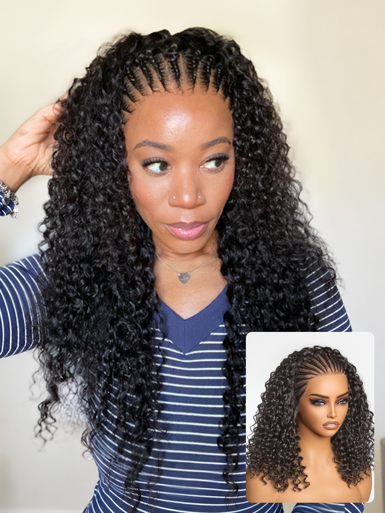Readitress™ Knotless Fulani Braids Deep Wave Glueless Ear-to-ear 13x4 Frontal HD Lace Wig Human Hair from Luvme Hair