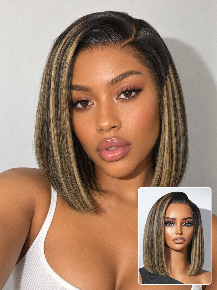 Luvme All-Day Comfort™ Wig Blonde Highlight Blunt Cut Bob Glueless Minimalist HD Lace Short Bob Wig Pre-Cut Lace