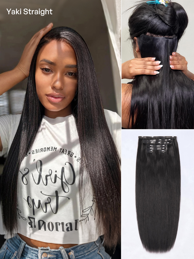 Straight Body Wave Kinky Curly Yaki Straight Kinky Straight Messy Curly Clip in Hair Extensions Real Human Hair Pieces 135g 9pcs 7pcs with