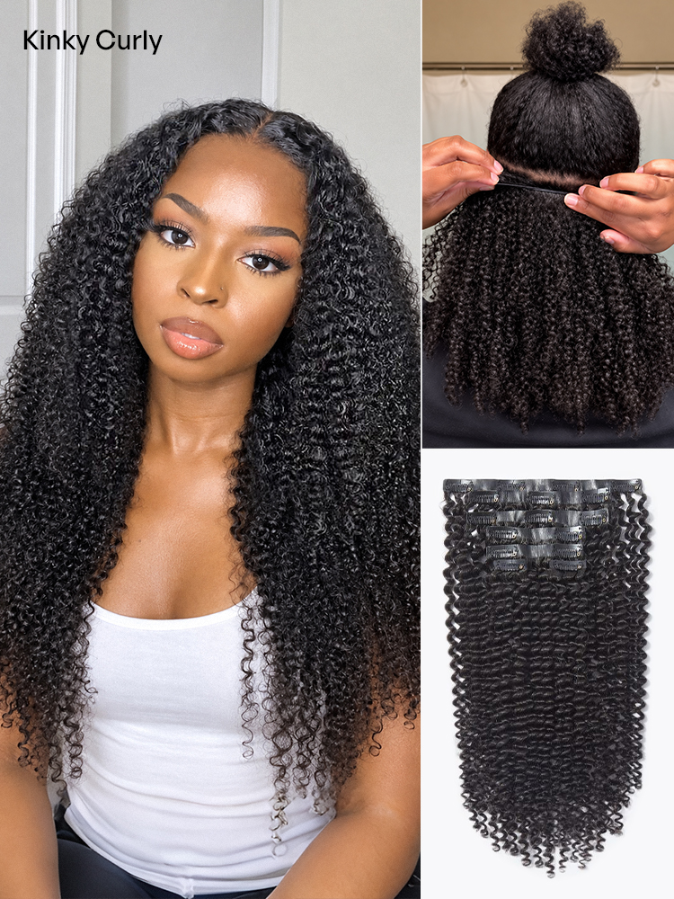 Straight Body Wave Kinky Curly Yaki Straight Kinky Straight Messy Curly Clip in Hair Extensions Real Human Hair Pieces 135g 9pcs 7pcs with