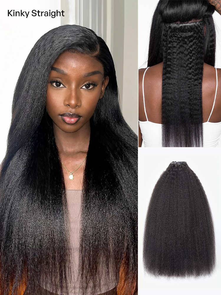 Straight Body Wave Kinky Curly Yaki Straight Kinky Straight Messy Curly Clip in Hair Extensions Real Human Hair Pieces 135g 9pcs 7pcs with