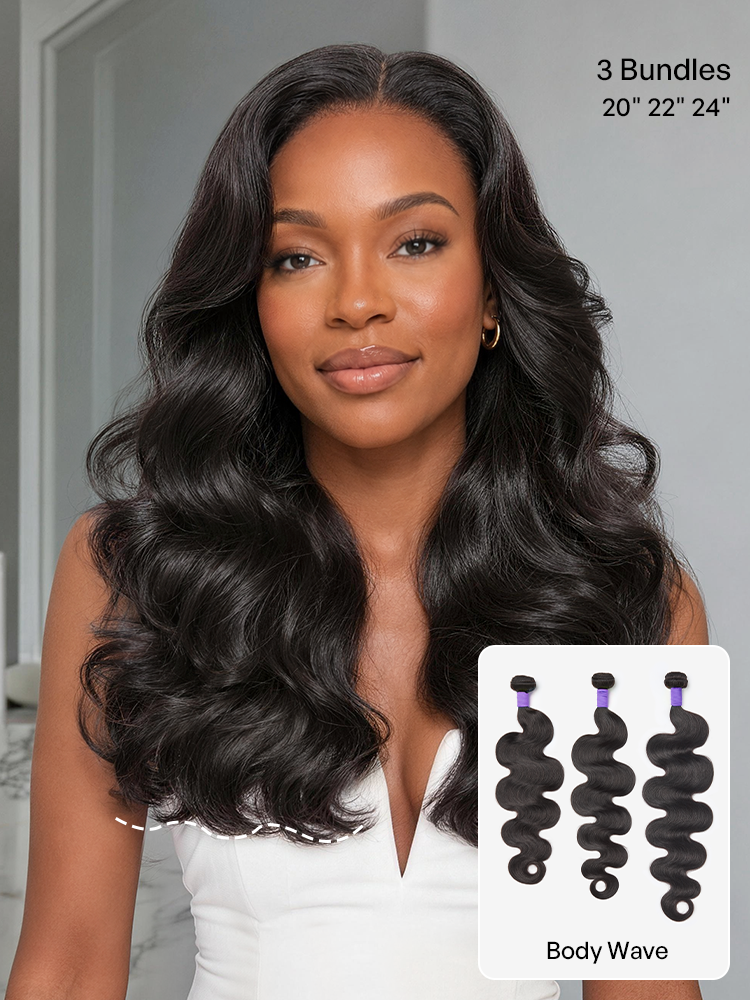 Luvme 3pcs Body Wave  Water Wave  Deep Wave  Yaki Straight  Silky Straight 100 Virgin Human Hair Bundles