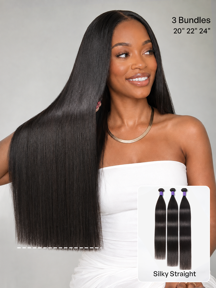 Luvme 3pcs Body Wave  Water Wave  Deep Wave  Yaki Straight  Silky Straight 100 Virgin Human Hair Bundles