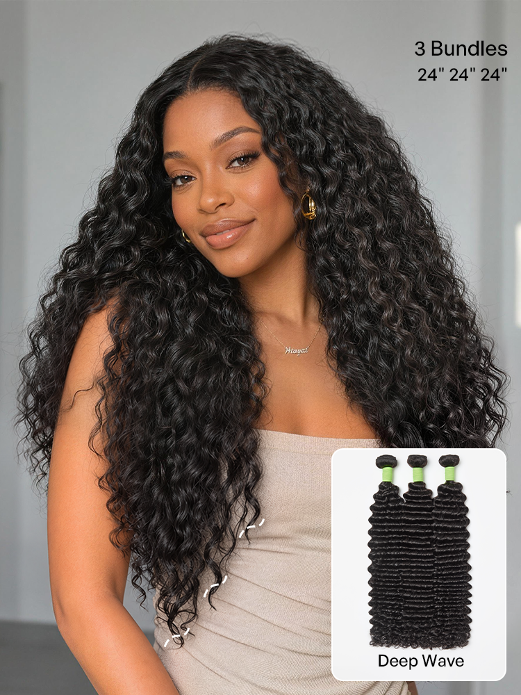 Luvme 3pcs Body Wave  Water Wave  Deep Wave  Yaki Straight  Silky Straight 100 Virgin Human Hair Bundles