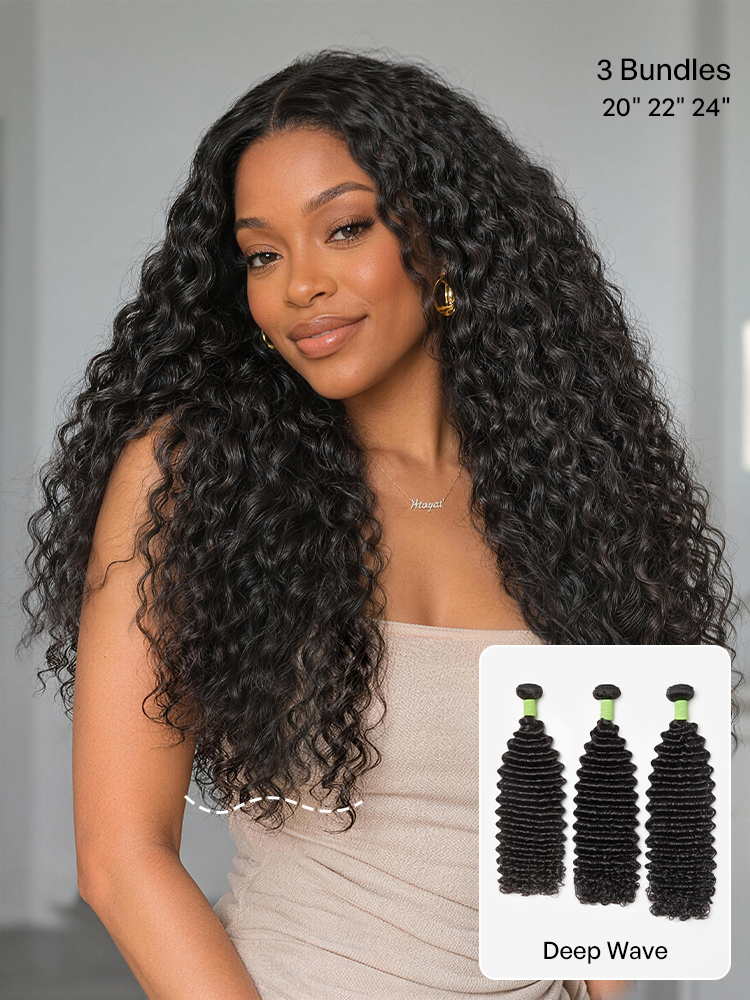 Luvme 3pcs Body Wave  Water Wave  Deep Wave  Yaki Straight  Silky Straight 100 Virgin Human Hair Bundles