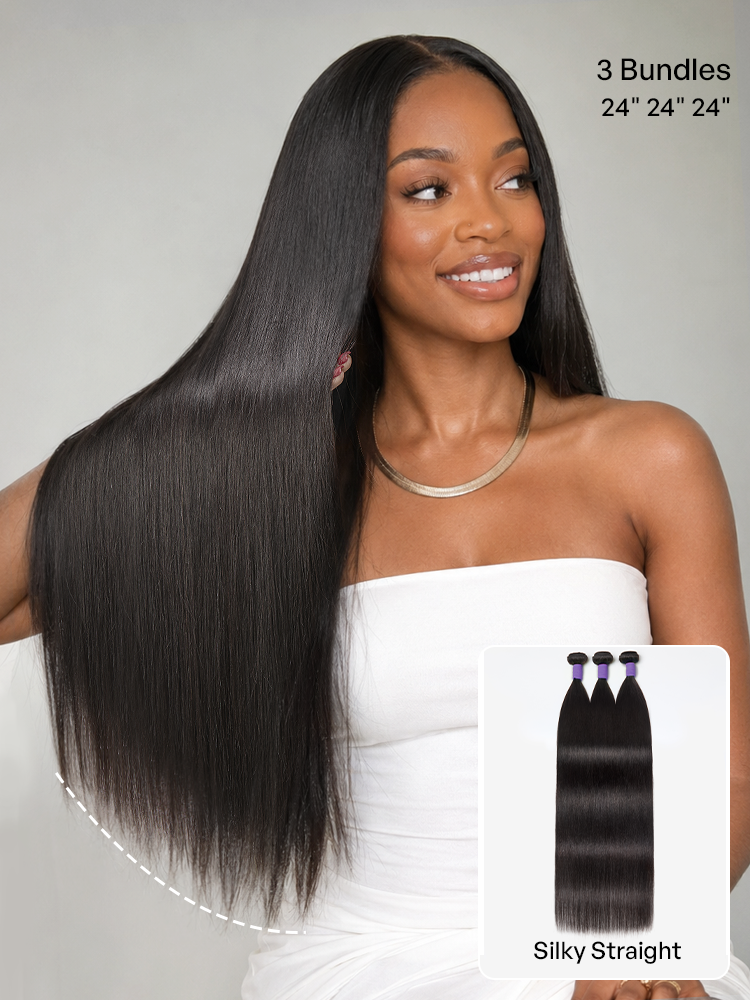 Luvme 3pcs Body Wave  Water Wave  Deep Wave  Yaki Straight  Silky Straight 100 Virgin Human Hair Bundles