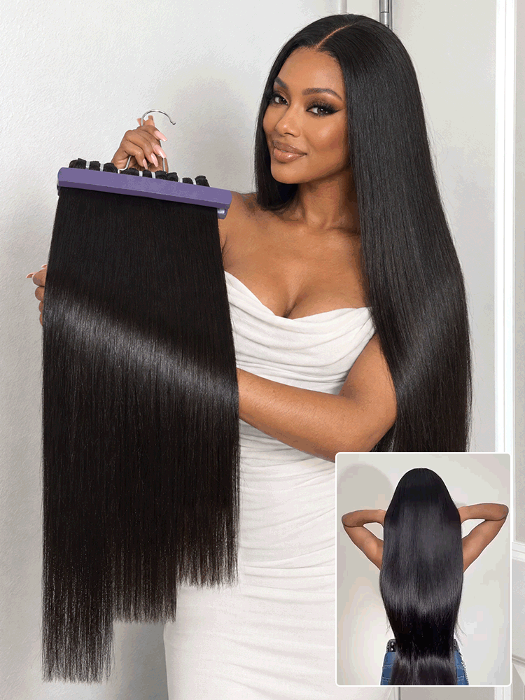 Originalive⢠Bundles - Luvme 100% Unprocessed Raw Human Hair Natural Shiny Soft Long-lasting Premium Straight Hair Wef
